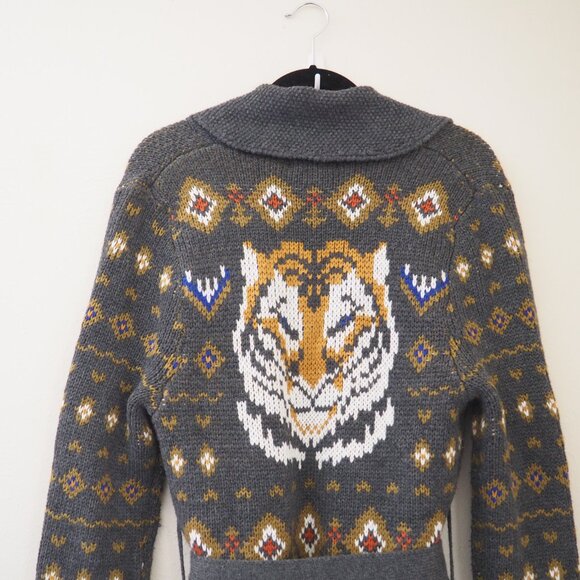 Jackson Rowe Bengal Tiger Knit Cardigan Sweater sz S - Picture 10 of 11